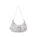 Bolso de hombro blanco efecto cocodrilo con hebilla plateada y remaches chic - Blanco