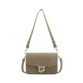 Bolso de hombro caqui mate con hebilla metálica plateada y correa ajustable - Caqui