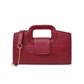 Elegante bolso rojo con relieve de cocodrilo, cadena dorada y asa superior chic - Rojo
