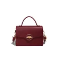 Sac à main en cuir grainé bordeaux avec fermoir rotatif doré et bandoulière amovible - Bordeaux
