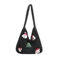 Schwarze Stricktasche mit Plüsch-Weihnachtsmann und Merry Christmas Baum-Dekorationen - Schwarz