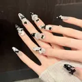Handmade almond press-on nails featuring 3D bows, lace ruffles, and heart patterns - Extra Small (XS) / 370-Long Oval