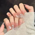 Unghie finte a mandorla sfumate rosa con effetto occhio di gatto argento e strass - Extra Piccolo (XS)