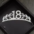 Couronne élégante en strass argentés avec chiffre 18 pour décoration de gâteau d'anniversaire - Argent 18 Ans