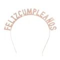 Rose gold Feliz Cumpleaños headband with sparkling rhinestones for birthday parties - Rose Gold (HG-370)