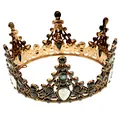 Corona barocca in bronzo con cristalli neri e dettagliate decorazioni traforate - Stile Strass Nero