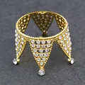 Detailed macro of golden crown stand with crystal rhinestones for display decor - Full Rhinestone 6-petal Gold
