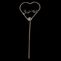 Elegant gold metal heart cake topper with Love lettering and crystal rhinestone accent - Heart / Gold
