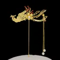 Décoration de gâteau phénix doré avec franges et perles de style chinois rétro luxe - Plugin Phénix Unique