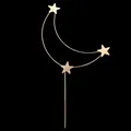 Decorazione per torta in metallo dorato minimalista con luna, stelle e strass - Luna / Oro