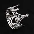 Silver mini crown cake topper with sparkling crystals for children birthday party decor - 4-Corner Marquise Crown / Silver