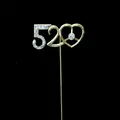 Golden 520 rhinestone heart cake topper decoration for Valentine's Day and birthdays - Gold Iron 520 Rhinestone Topper