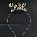 Golden Bride headband with white rhinestones on minimalist black background - Zirconia Style / Gold