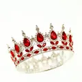 Détails de couronne de mariée avec cristaux rouges en goutte et monture en argent - Base Argent Goutte Rouge