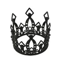 Elegant hollow black crown featuring vintage diamond and bead patterns for girls - Rhombus Hollow Style / Black