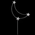 Decorazione per torta in metallo argentato a forma di luna crescente con stelle - Luna / Argento