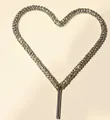 Eleganter silberner Herz-Kuchenaufsatz mit Kristallen und goldfarbenem Metallrahmen - Strass Herz Topper