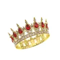 Couronne de mariée vintage en alliage doré avec cristaux rouges et strass scintillants - Base Or Goutte Rouge