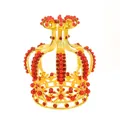 Ornate golden crown with red pearls and rhinestones for weddings and cake decor - Lantern Style Without Cross / Red