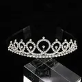 Detailed view of silver birthday crown with sparkling crystals and integrated hair combs - Silver (HG-091)
