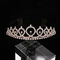 Close-up of rose gold crystal birthday crown with intricate rhinestone detailing and sparkles - Rose Gold (HG-091)