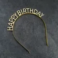 Golden Birthday Tiara with Sparkling Rhinestones Happy Birthday Lettering - Gold