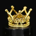 Detailed view of mini gold alloy princess crown with intricate hollow scrollwork patterns - Hollow Crown (HG-104) / Gold