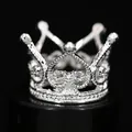 Mini silver alloy crown for DIY bear accessories and birthday flower decoration - Hollow Crown (HG-104) / Silver