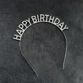 Silver crystal Happy Birthday headband tiara with sparkling lettering for party - Silver