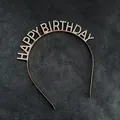 Rose gold Happy Birthday headband with rhinestones for girls party hair accessory - Rose Gold