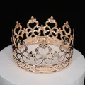Detail view of rose gold hollow heart metal crown for cake topper and party decoration - Rose Gold