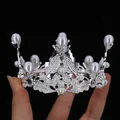 Elegante corona da sposa in argento con strass e perle bianche per torte o capelli - Argento