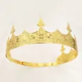 Elegant gold metal crown with fleur-de-lis pattern and adjustable band for parties - Adjustable / Gold