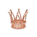 Rose gold mini crown cake topper with sparkling crystals and white pearls on white background - Rose Gold
