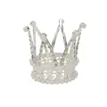 Elegant mini silver tiara cake topper with sparkling rhinestones and white pearls decoration - Silver