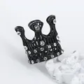 Elegant black alloy crown hair clip with clear rhinestones and heart cutouts - Black (HG-103 Black)