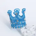 Miniature blue rhinestone crown hair accessory and cake topper with heart hollow design - Blue (HG-103 Blue)