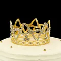 Corona dorata per torta con strass scintillanti per eleganti decorazioni di compleanno - Oro Zircone Bianco