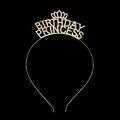 Cerchietto a tiara dorato Birthday Princess con strass lucidi per feste ed eventi - Oro