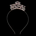 Dettaglio cerchietto corona Birthday Princess oro rosa con strass e cristalli lucidi - Oro rosa