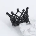 Miniature crown shaped ring in matte black finish with intricate heart design - Hollow Crown (HG-104) / Electrophoretic Black