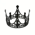 Corona hueca negra elegante con gemas para fiestas y decoración de pasteles - Navette Negro de Cuatro Esquinas