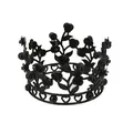 Gothic black floral crown with rose design and heart pattern base for cake decoration - Black and Black Rose