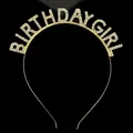 Goldenes Birthday Girl Stirnband mit weißen Strasssteinen für Geburtstagsfeiern - Gold