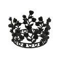 Elegante corona gotica con rose nere, dettagli di viticci e motivi a cuore - Nero e Rosa Nera