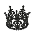 Corona decorativa negra de estilo barroco con intrincados calados para decorar pasteles - Negro Redondo Para Niños