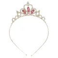 Golden girls crown headband with pink gemstones and sparkling crystal rhinestones - Gold-Pink