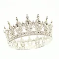 Magnifique diadème de mariée argenté avec cristaux clairs et grandes gemmes en goutte - Base Argent Goutte Blanche