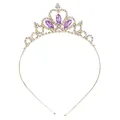 Tiara dorée étincelante avec gemmes marquises violettes et cristaux pour style de princesse - Or-Violet