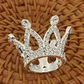 Sparkling silver crown cake topper with rhinestones for DIY floral decoration - Silver